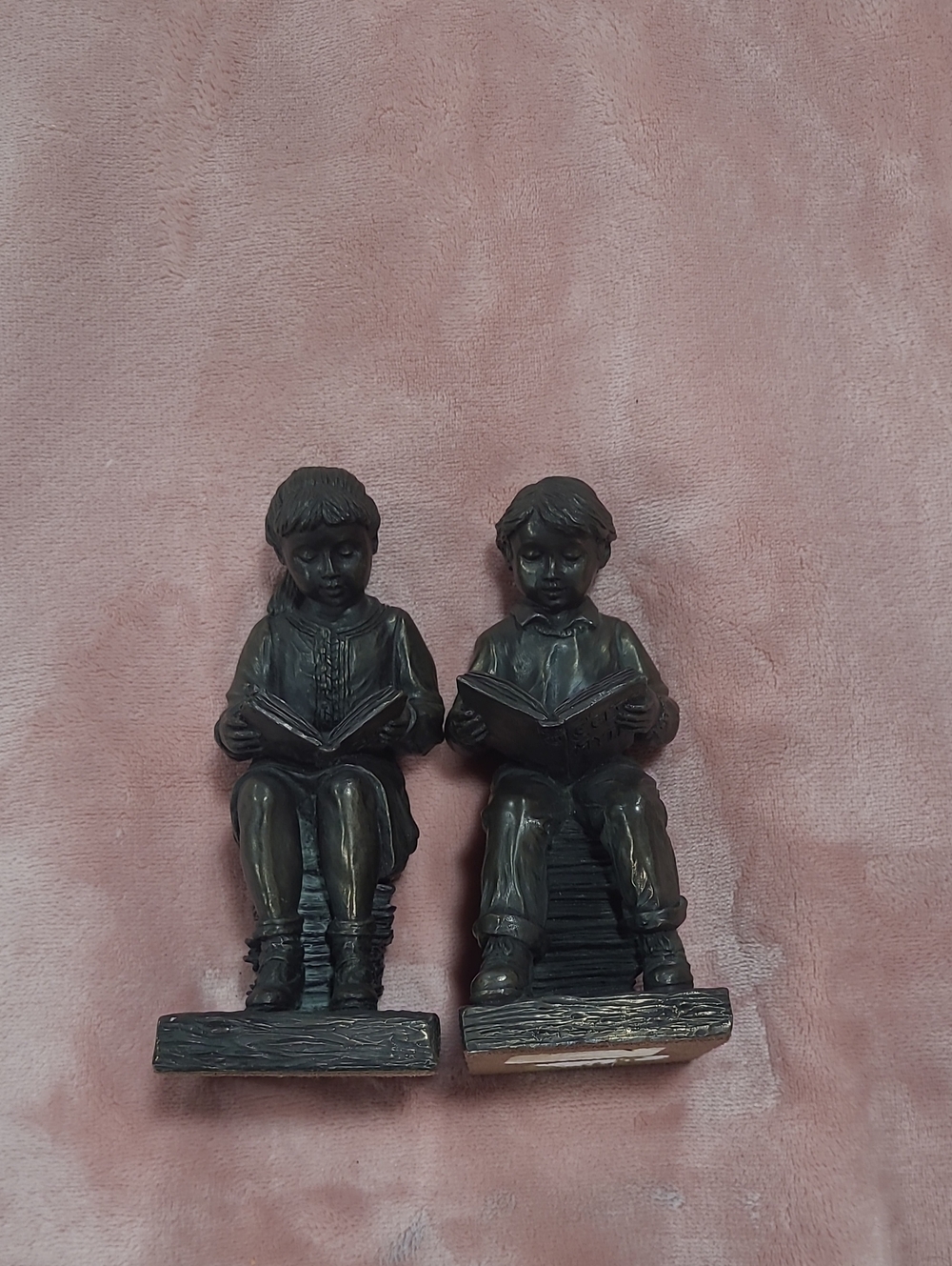Vintage Cold Cast Bronze Study Time Boy And Girl by A. Masian.